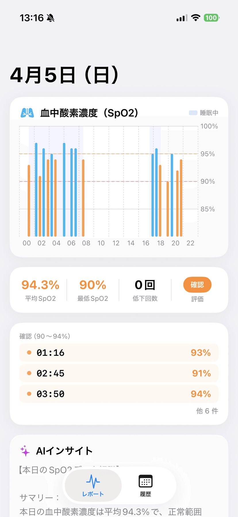 酸素足りてる？ アプリ画面